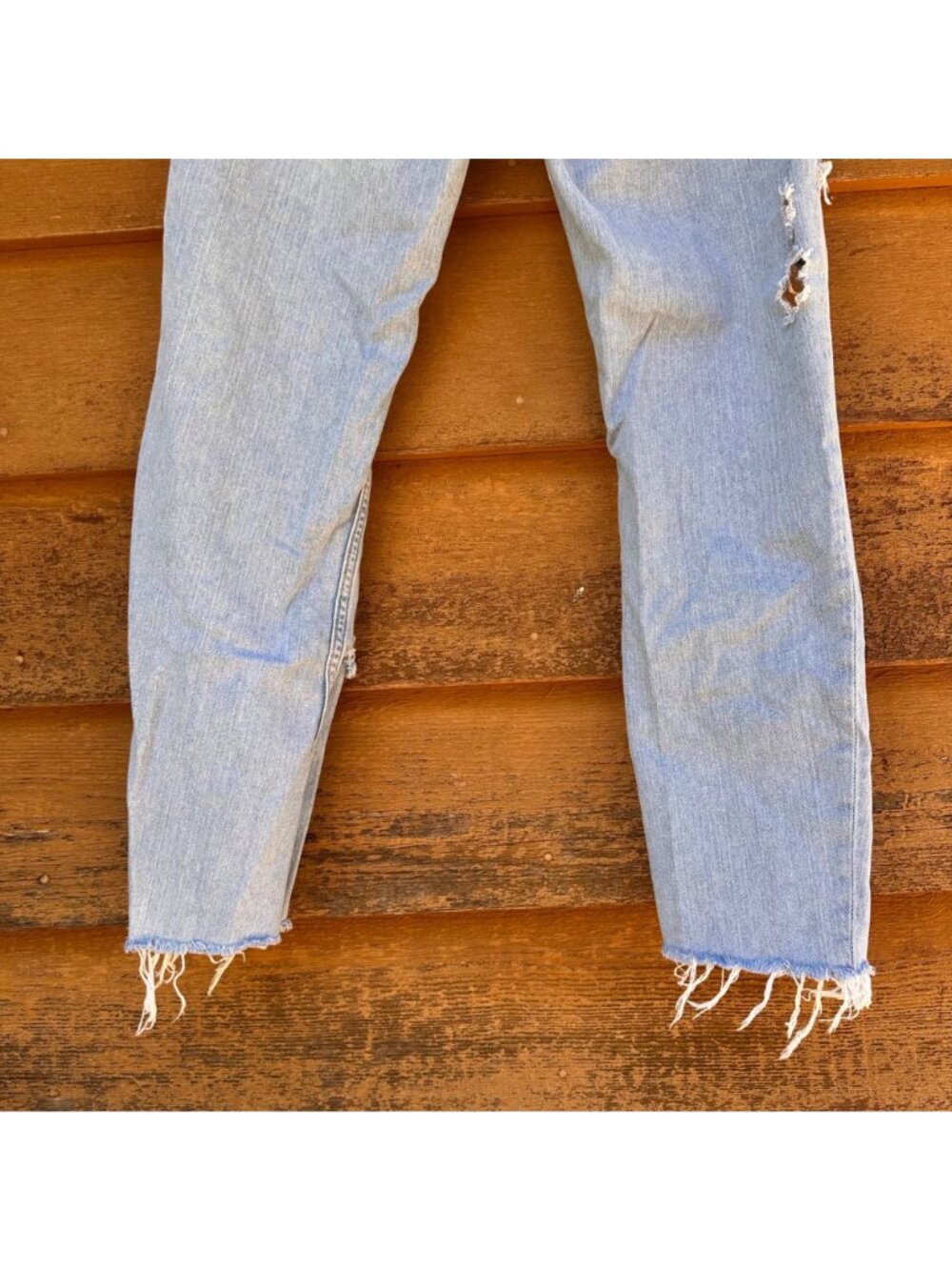 Zara Basic Z1975 Distressed Skinny Light Wash Jeans With Frayed Hem Size 00 Wome - Picture 8 of 11